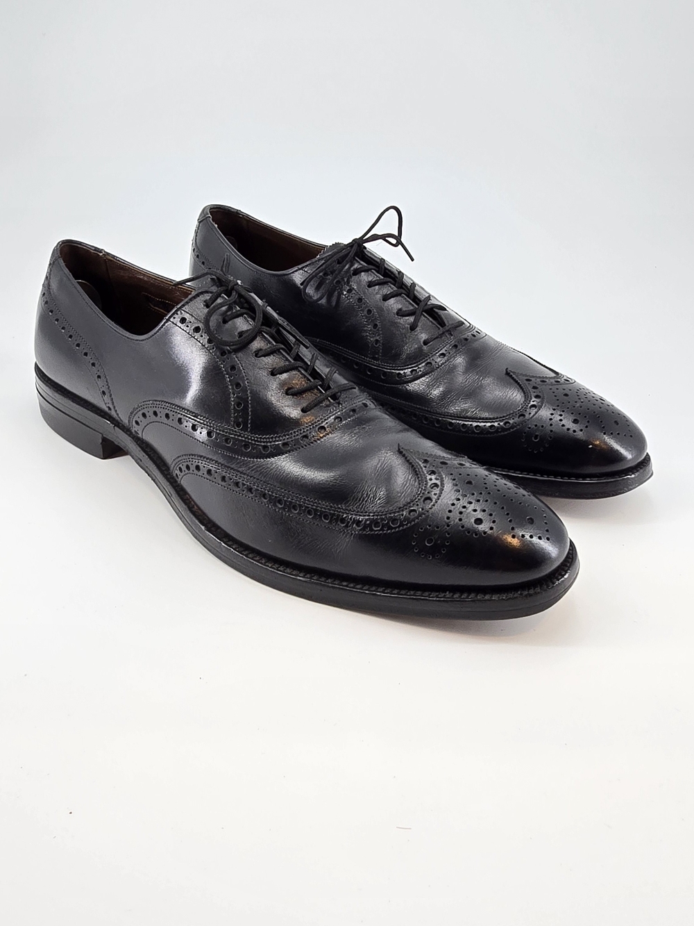 Allen Edmonds Black Leather Wingtip Brogues Boulevard 14 AAAA